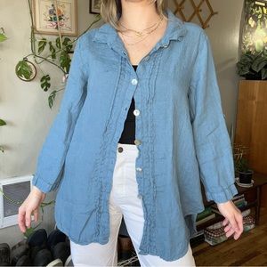 Beautiful high quality vintage linen button down lightweight collared jacket